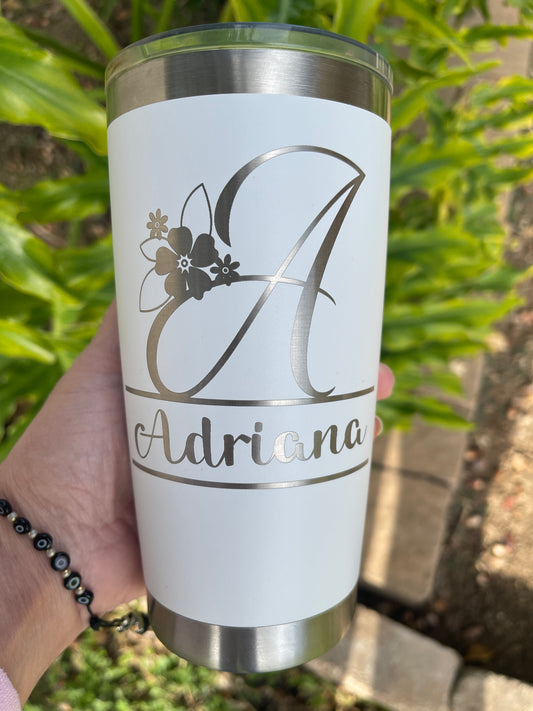 Personalized Travel Mug, 20oz Tumbler, Custom Insulated Steel Laser Engraved Tumbler, Corporate Gifts, Etched Tumbler, Monogram Tumbler