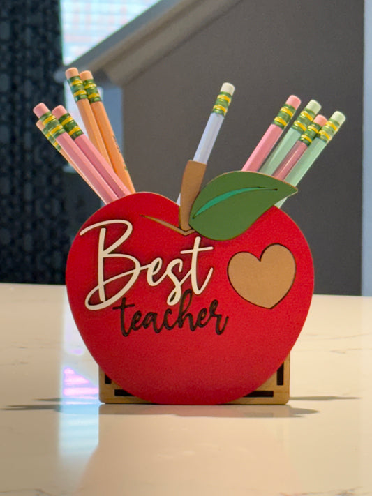 Apple Best Teacher pencil holder, teacher gift, back to school, pencil holder