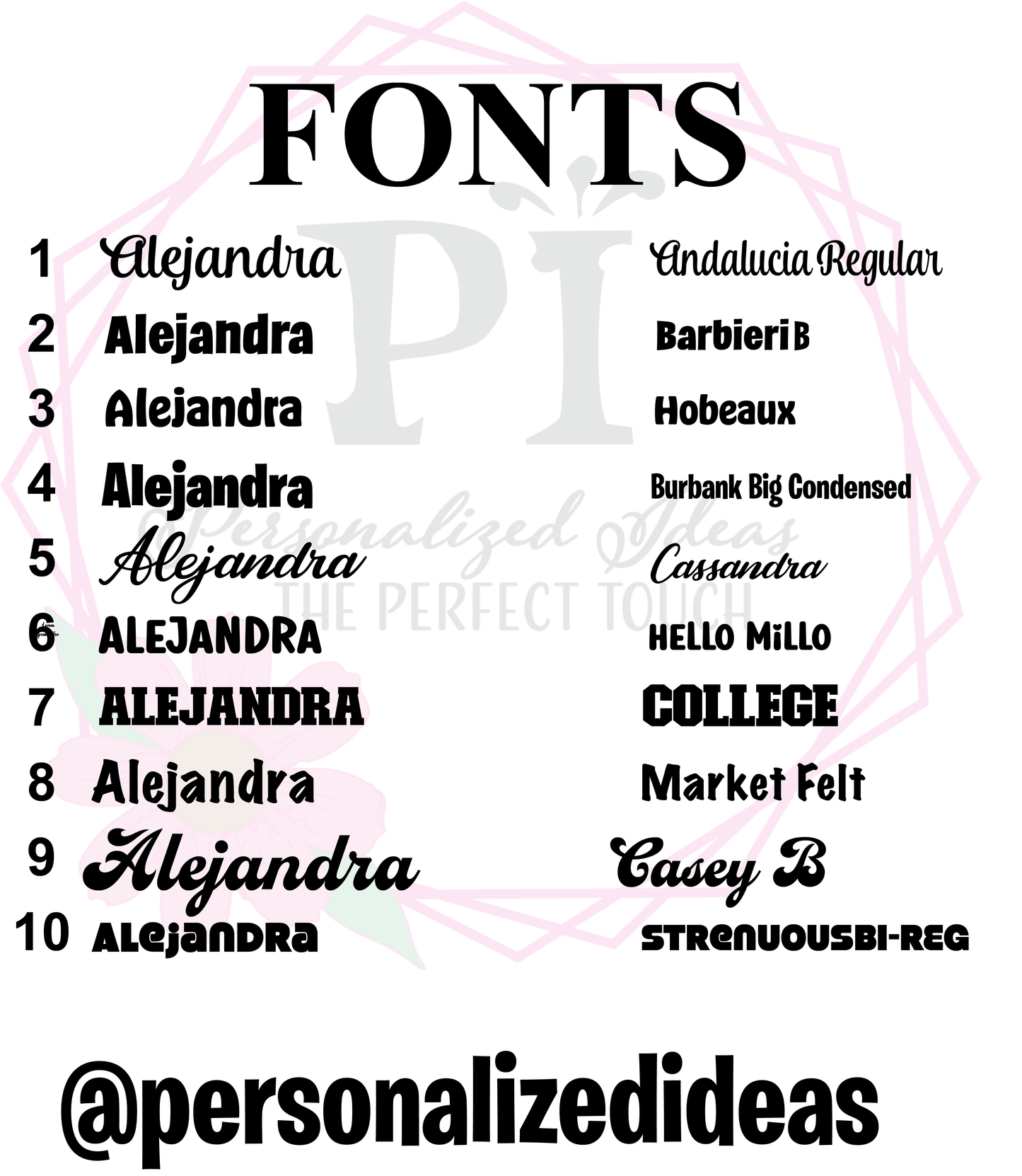 Personalized IDeas Fonts