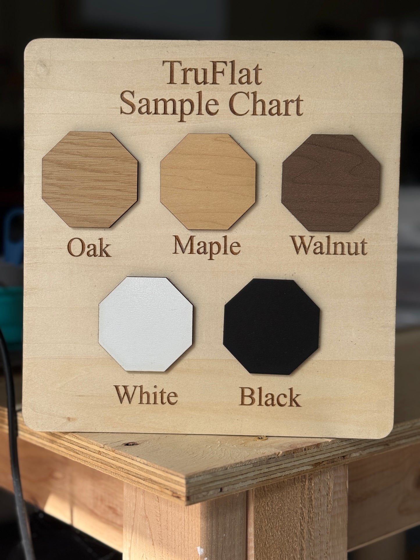 Pay here 3 QR Code Business Social Media Sign, wood, acrylic 7 x 5 inches with base