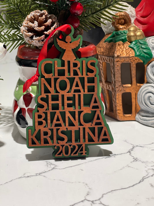 Family Christmas Ornament - Personalized Ornament with names and Year