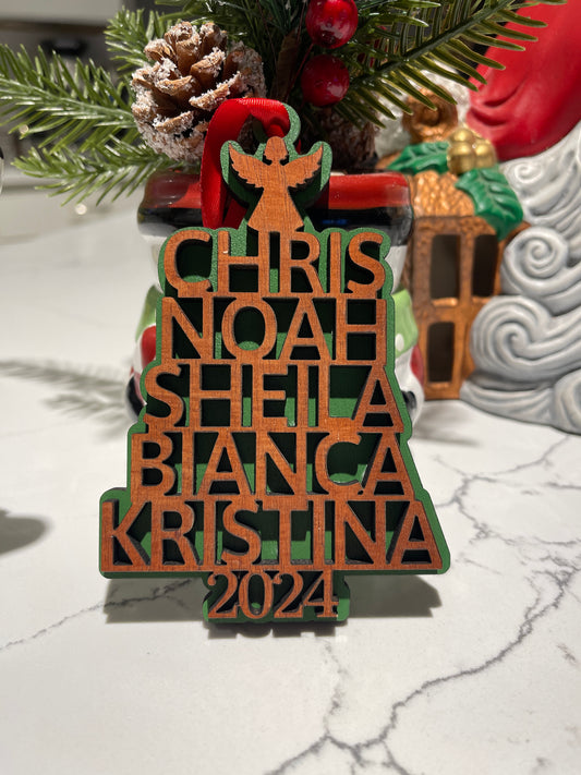 Family Christmas Ornament - Personalized Ornament with names and Year