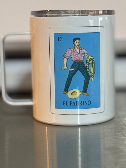 Camper Loteria El Padrino, la Madrina mug set, mugs, Loteria mugs, 12 oz camper mugs Set or single mug
