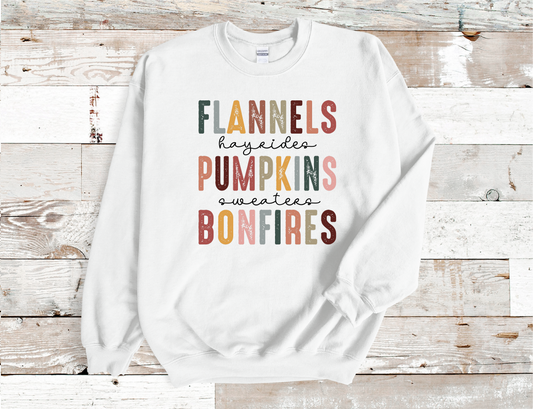 Flannels Pumpkins Bonfires crewneck sweatshirt Fall season
