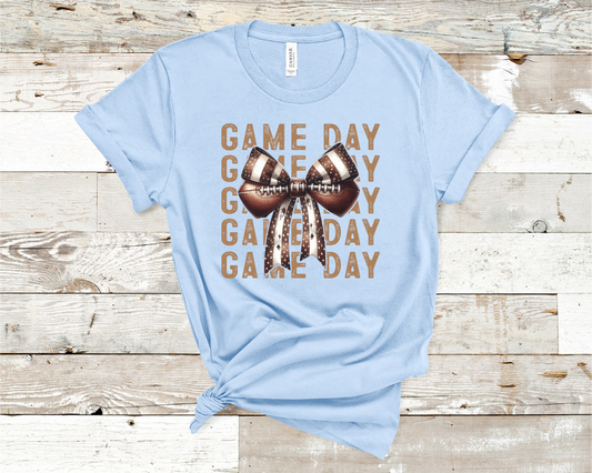 Game Day Football Bow Brown T-shirt
