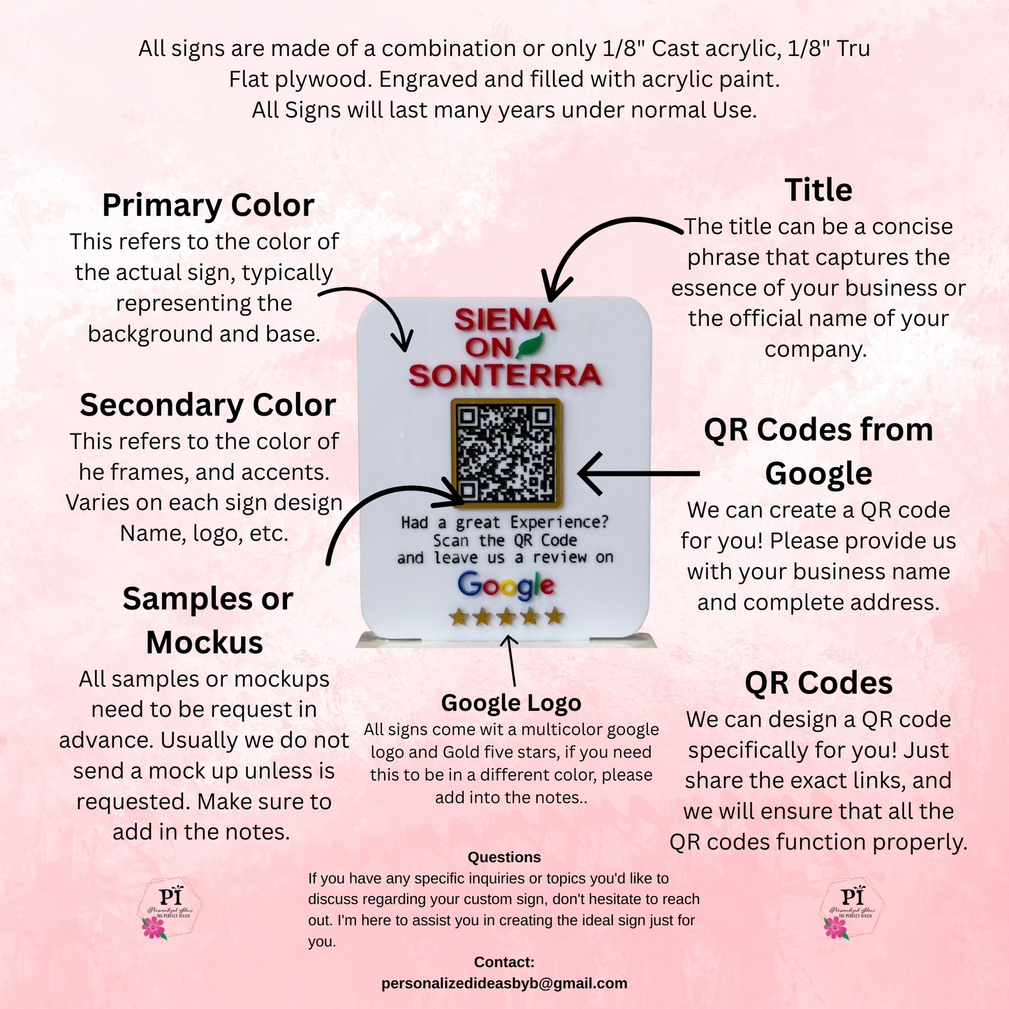 Please leave us a review: Personalized Review Sign, Request for Review QR Code Sign,Two available sizes