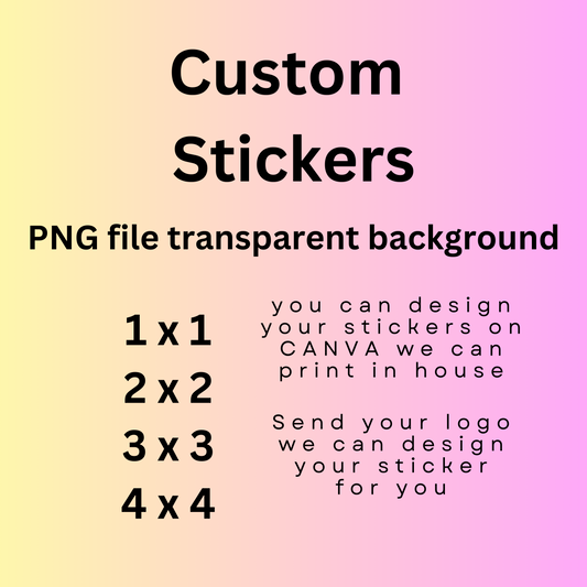 25 Custom logo Stickers Square,  1.5 x 1.5" 2x2, 3 x 3, 4 x 4" (Read description)