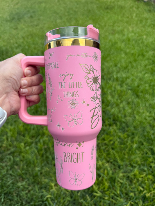 Just Breath - Positive vibes 40 oz Quencher  Gold  Plated Tumbler