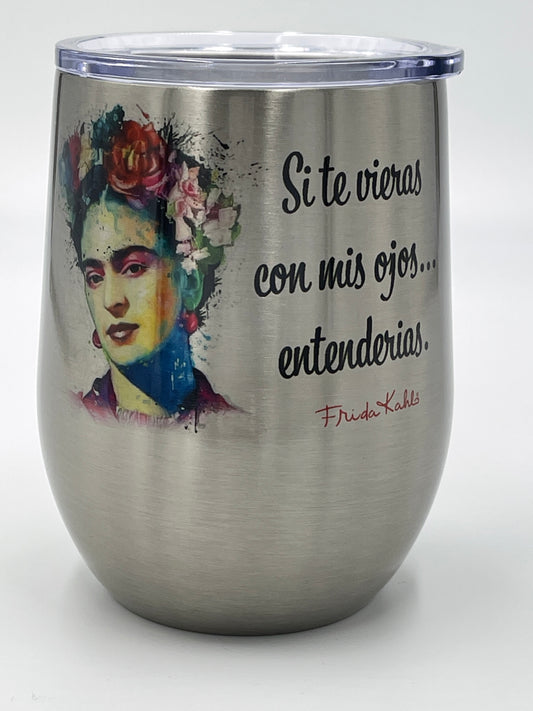 Frida Kahlo wine tumbler, wine tumbler, Frida Kahlo, wine glass, wine, tum