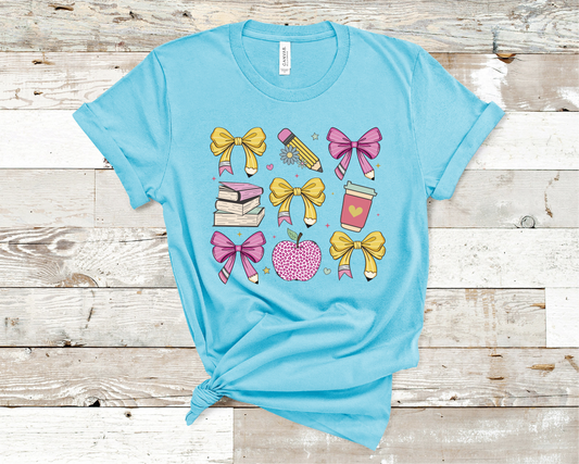 Coquette Teacher T-shirt - Back to school Gift, Coquette, books, and pencil