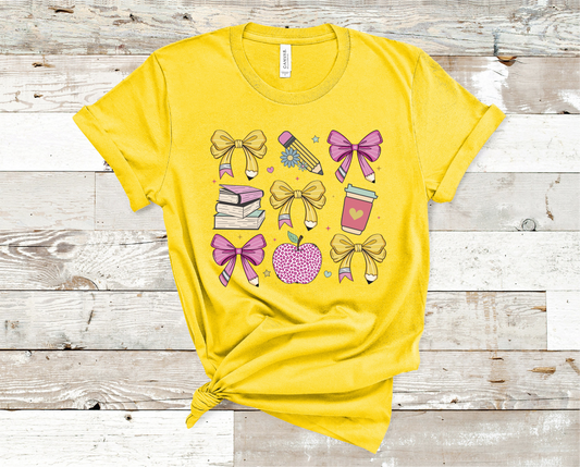 Coquette Teacher T-shirt - Back to school Gift, Coquette, books, and pencil