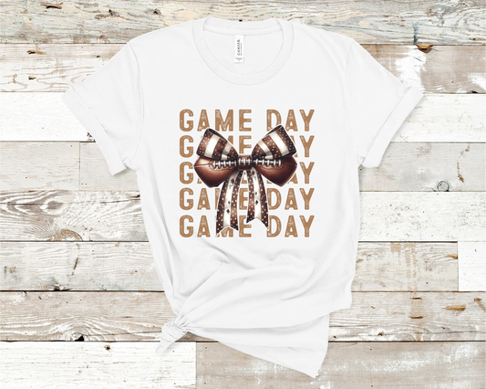 Game Day Football Bow Brown T-shirt