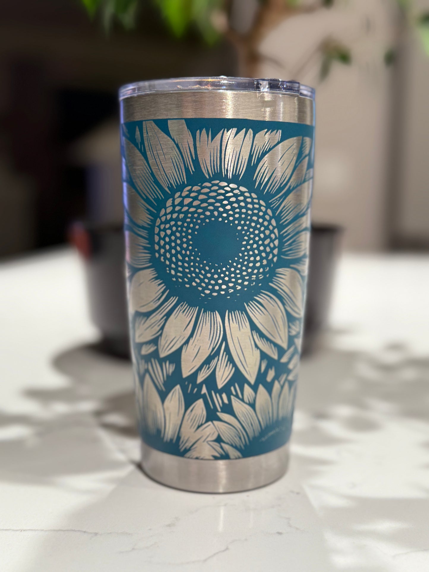 Sunflower seamless engraved 20oz Tumbler, Insulated Steel Laser Engraved Tumbler