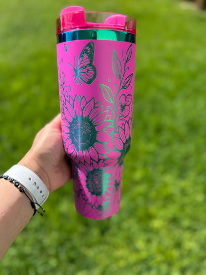 Sunflowers and butterflies 40 oz Tumbler