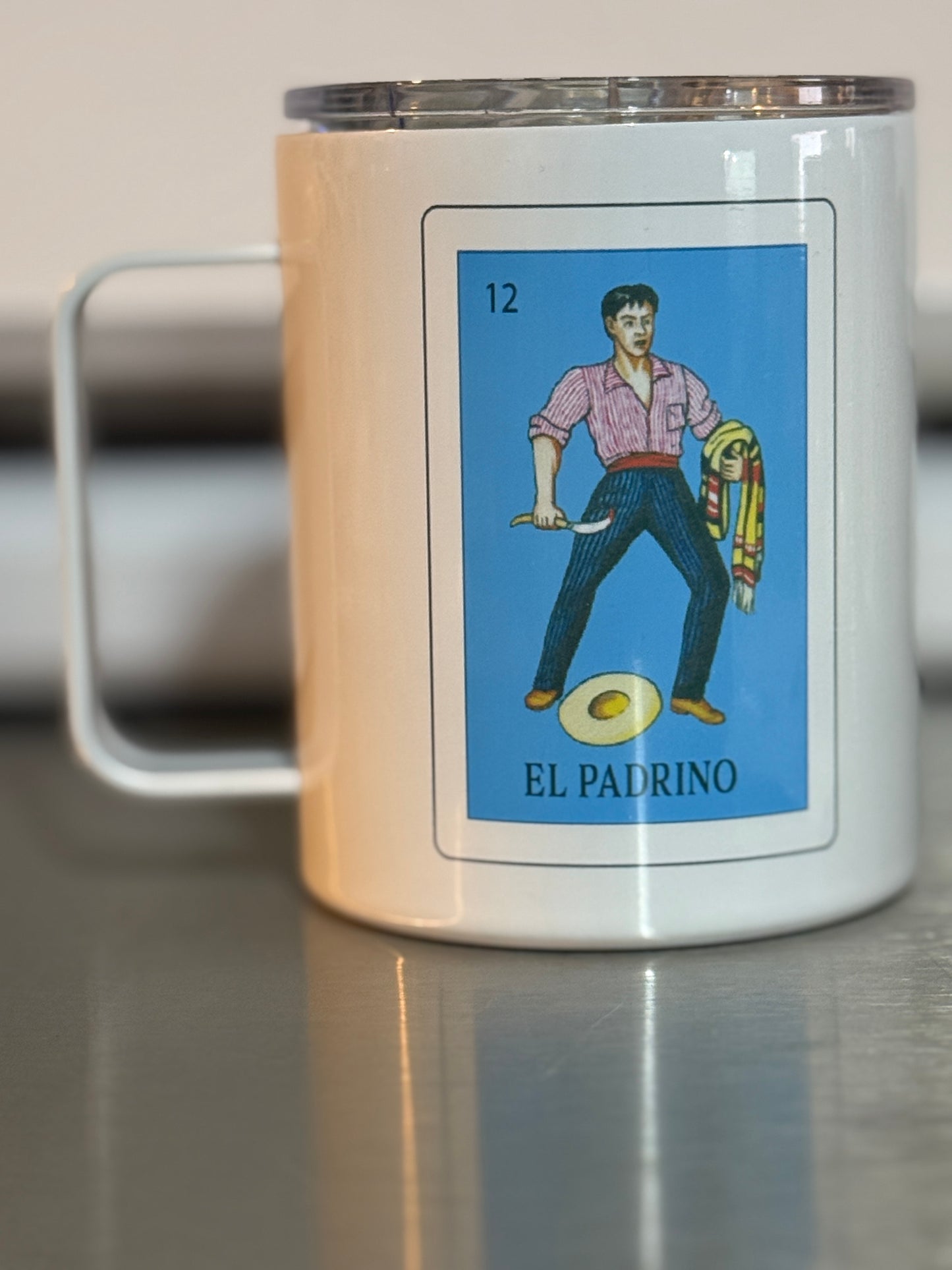 Camper Loteria El Padrino, la Madrina mug set, mugs, Loteria mugs, 12 oz camper mugs Set or single mug