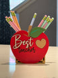 Apple Best Teacher pencil holder, teacher gift, back to school, pencil holder