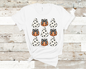 Ghost pumpkins check board Halloween T-shirt fall season.