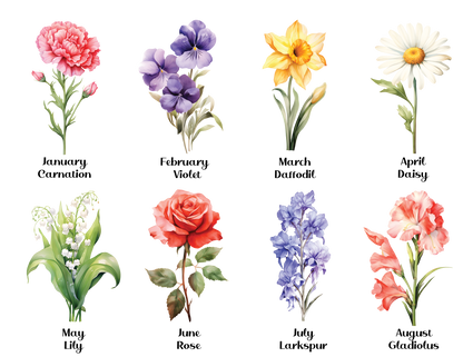 Personalized Birth flower Tote Bag 11 x 14