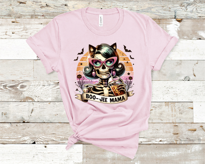 Boo-Jee Mama Skull mama drinking Coffee T-Shirt