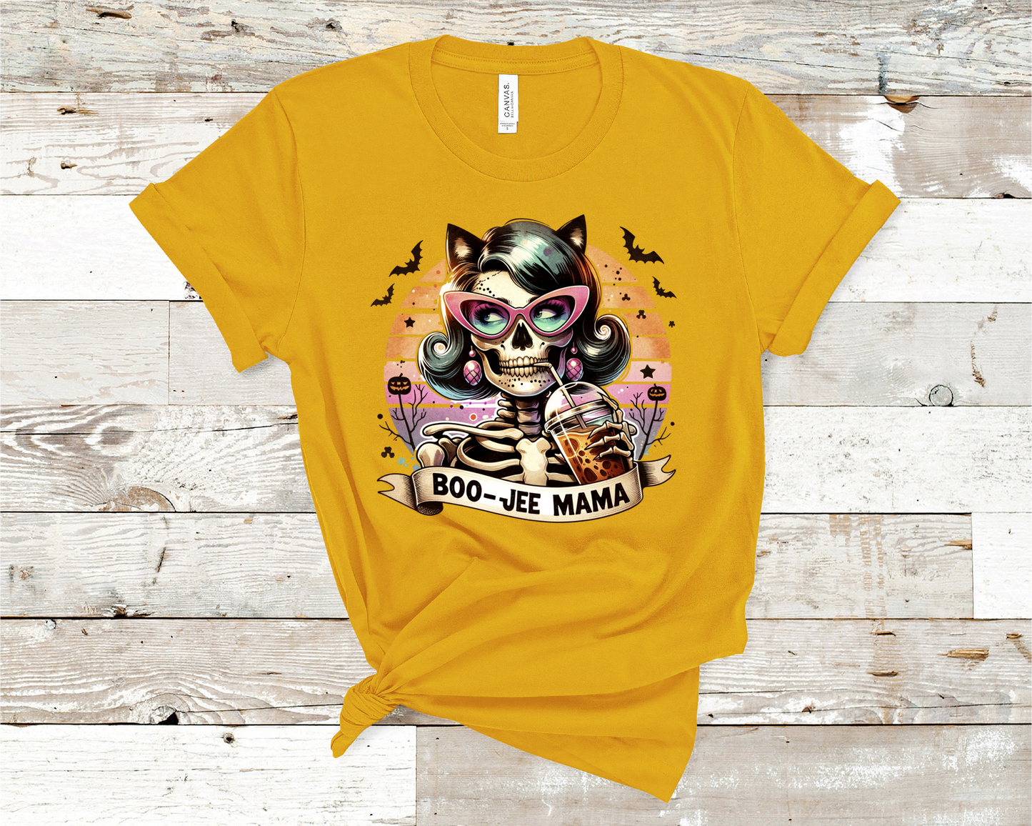 Boo-Jee Mama Skull mama drinking Coffee T-Shirt