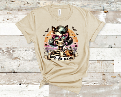Boo-Jee Mama Skull mama drinking Coffee T-Shirt