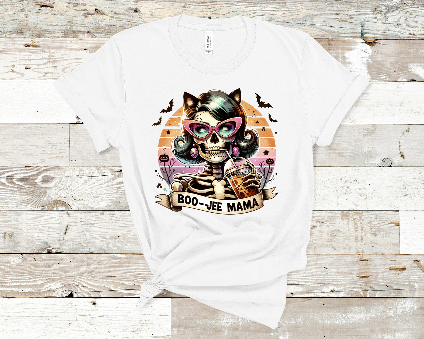 Boo-Jee Mama Skull mama drinking Coffee T-Shirt