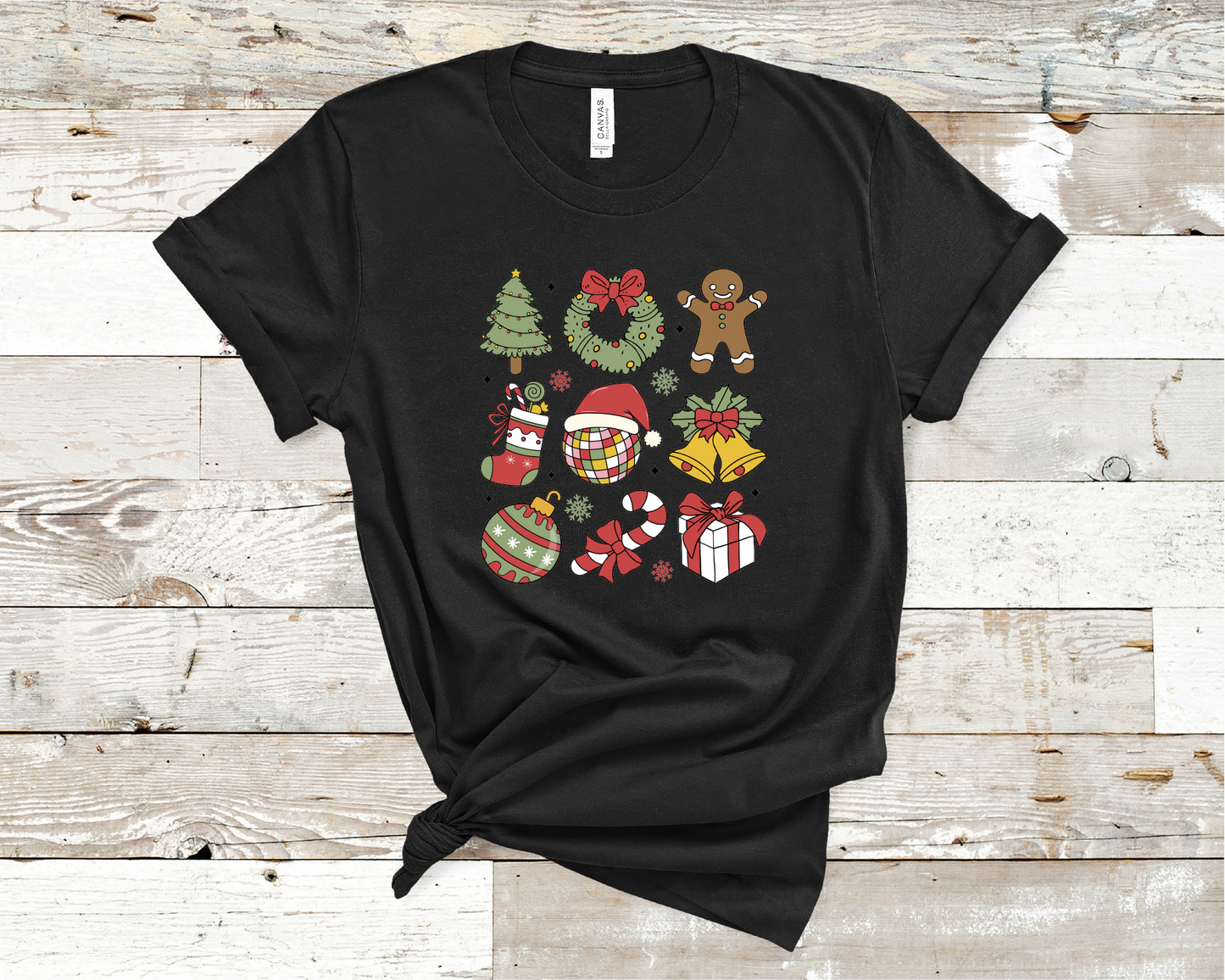 Christmas Coquette bright colors T-shirt, (HVT)