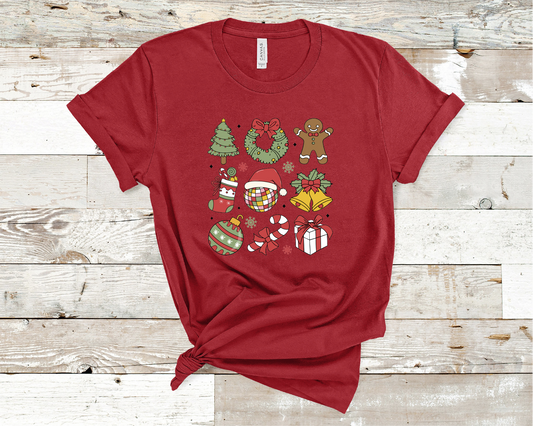 Christmas Coquette bright colors T-shirt, (HVT)