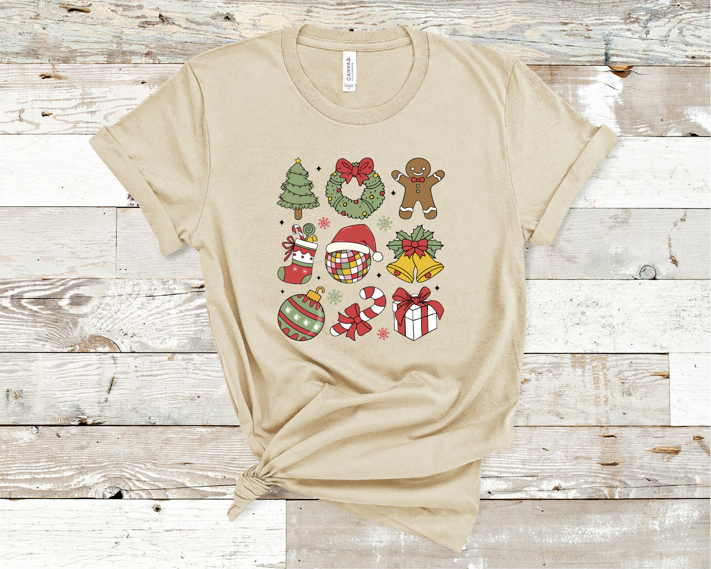 Christmas Coquette bright colors T-shirt, (HVT)