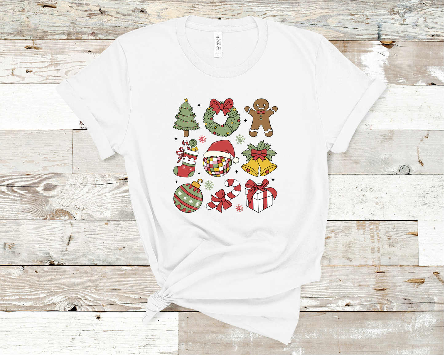 Christmas Coquette bright colors T-shirt, (HVT)