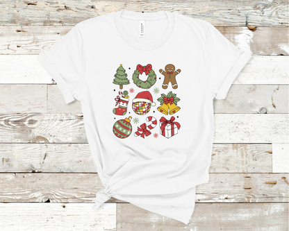 Christmas Coquette bright colors T-shirt, (HVT)