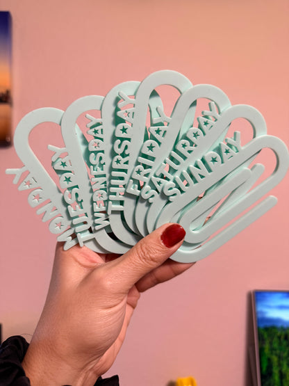 Days of the Week Jumbo Paper Clip Set (Set of 7)