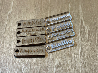 Custom rustic wood and acrylic keychains with Name charms, personalized names, mama, mom, nana, grandma keychains