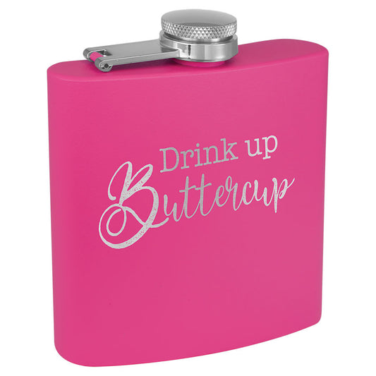 Custom Engraved 6 oz Matte Pink Stainless Steel Flask | Personalized Laser Engraved Gift | Bridal Party, Groomsmen, Birthday Gift (Copy)