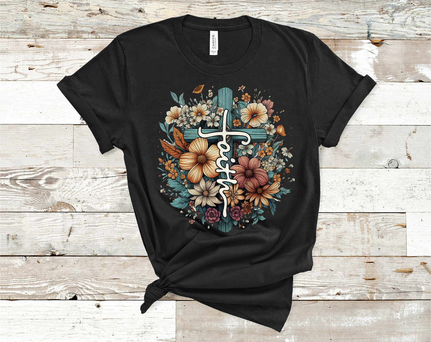 Faith Cross with flowers T-shirt ready to ship