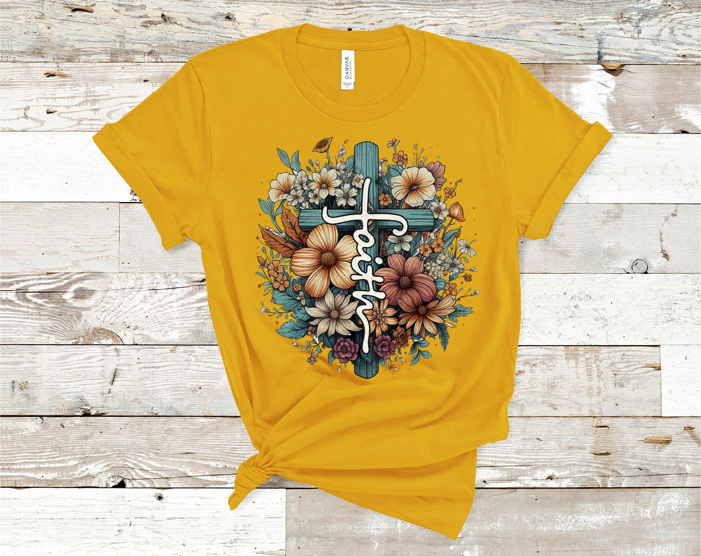 Faith Cross with flowers T-shirt ready to ship