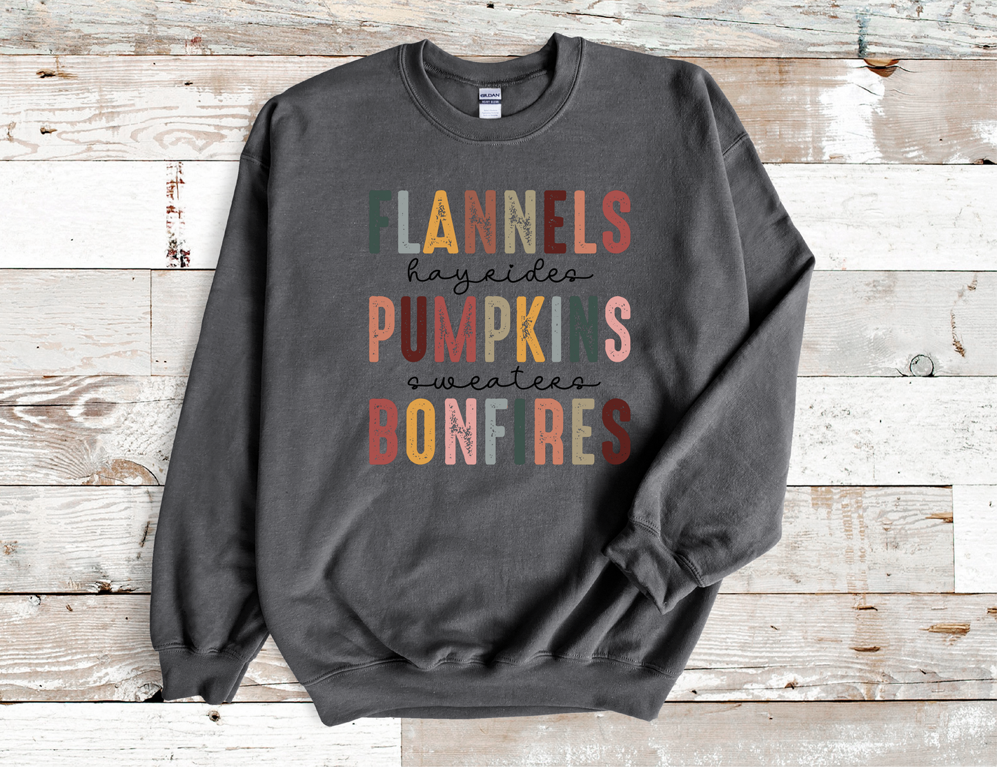 Flannels Pumpkins Bonfires crewneck sweatshirt Fall season