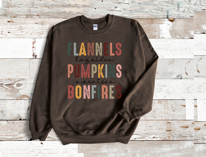 Flannels Pumpkins Bonfires crewneck sweatshirt Fall season