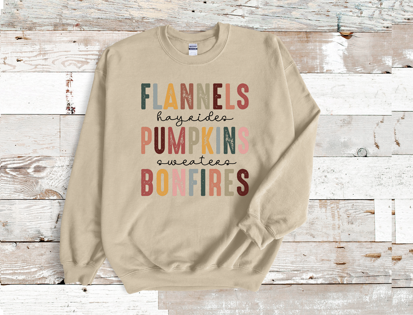 Flannels Pumpkins Bonfires crewneck sweatshirt Fall season