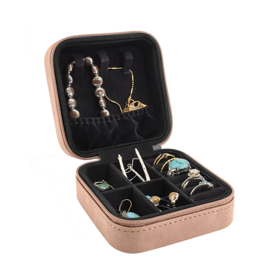 Monogram Engraved Travel Jewelry Box – Laserable Leatherette | 4" x 4"