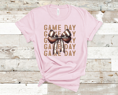 Game Day Football Bow Brown T-shirt