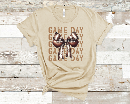 Game Day Football Bow Brown T-shirt