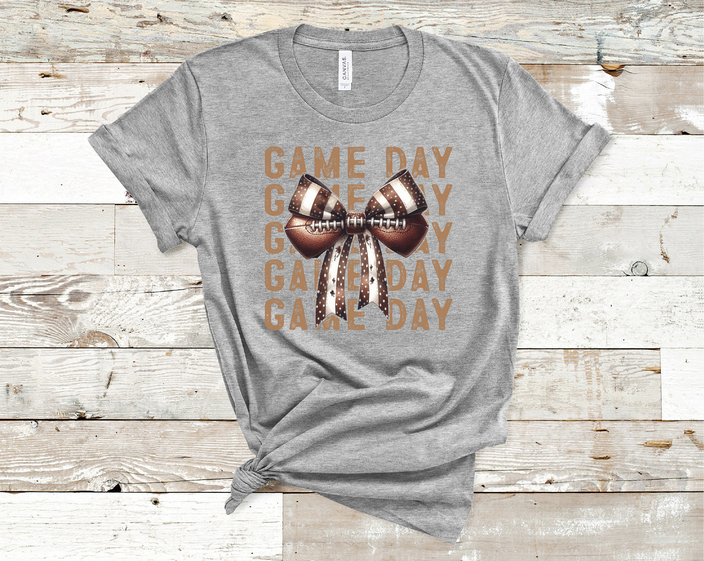Game Day Football Bow Brown T-shirt