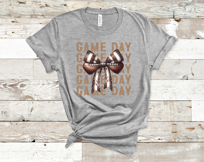 Game Day Football Bow Brown T-shirt