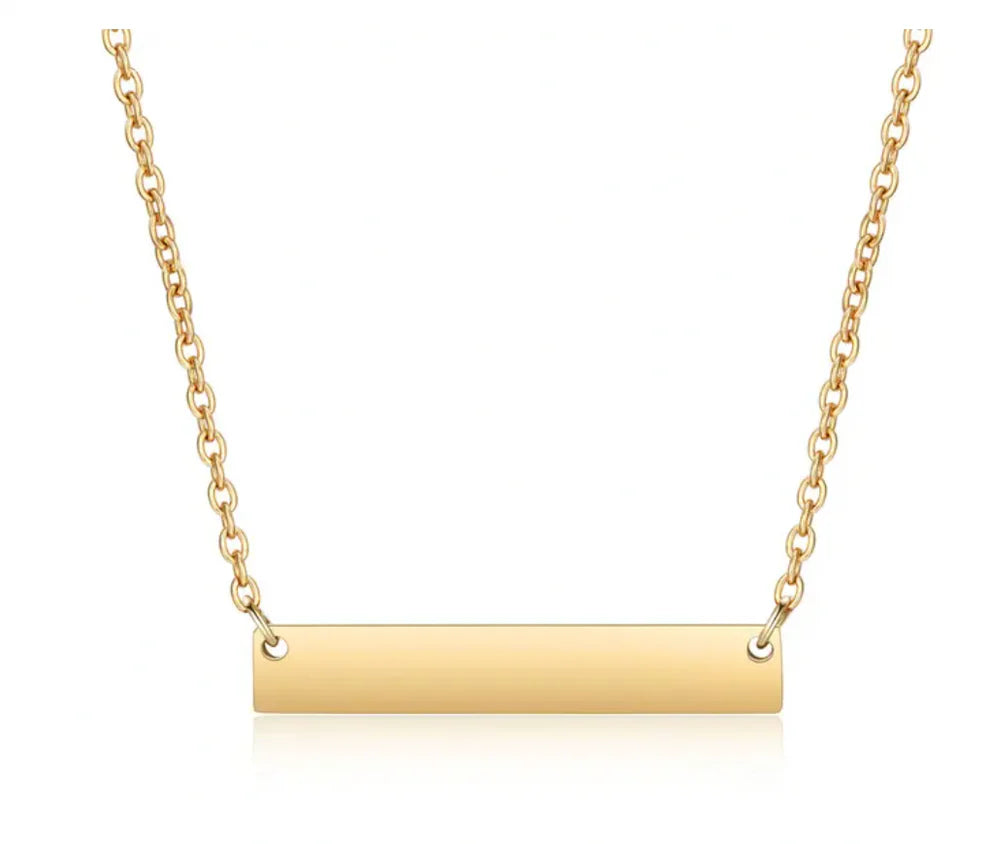 Custom Engraved Stainless steel horizontal bar engraving blank necklace
