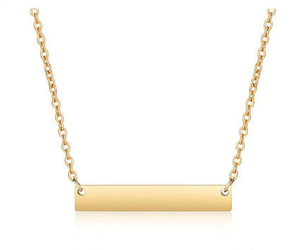 Custom Engraved Stainless steel horizontal bar engraving blank necklace