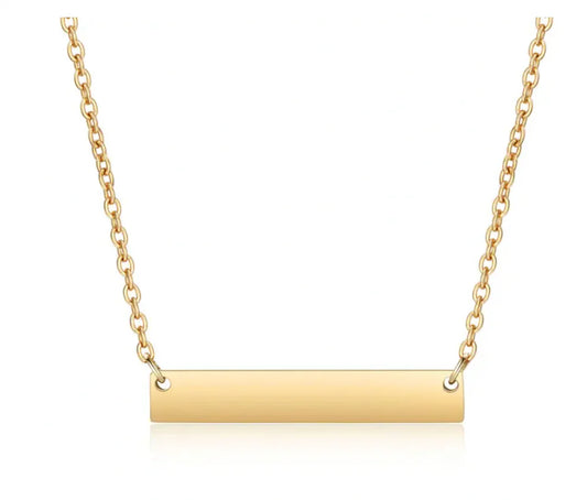 Custom Engraved Stainless steel horizontal bar engraving blank necklace