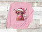 Highland Christmas Cow, sun glasses and bubble gum, Sweatshirt  (HTV)