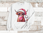Highland Christmas Cow, sun glasses and bubble gum, Sweatshirt  (HTV)