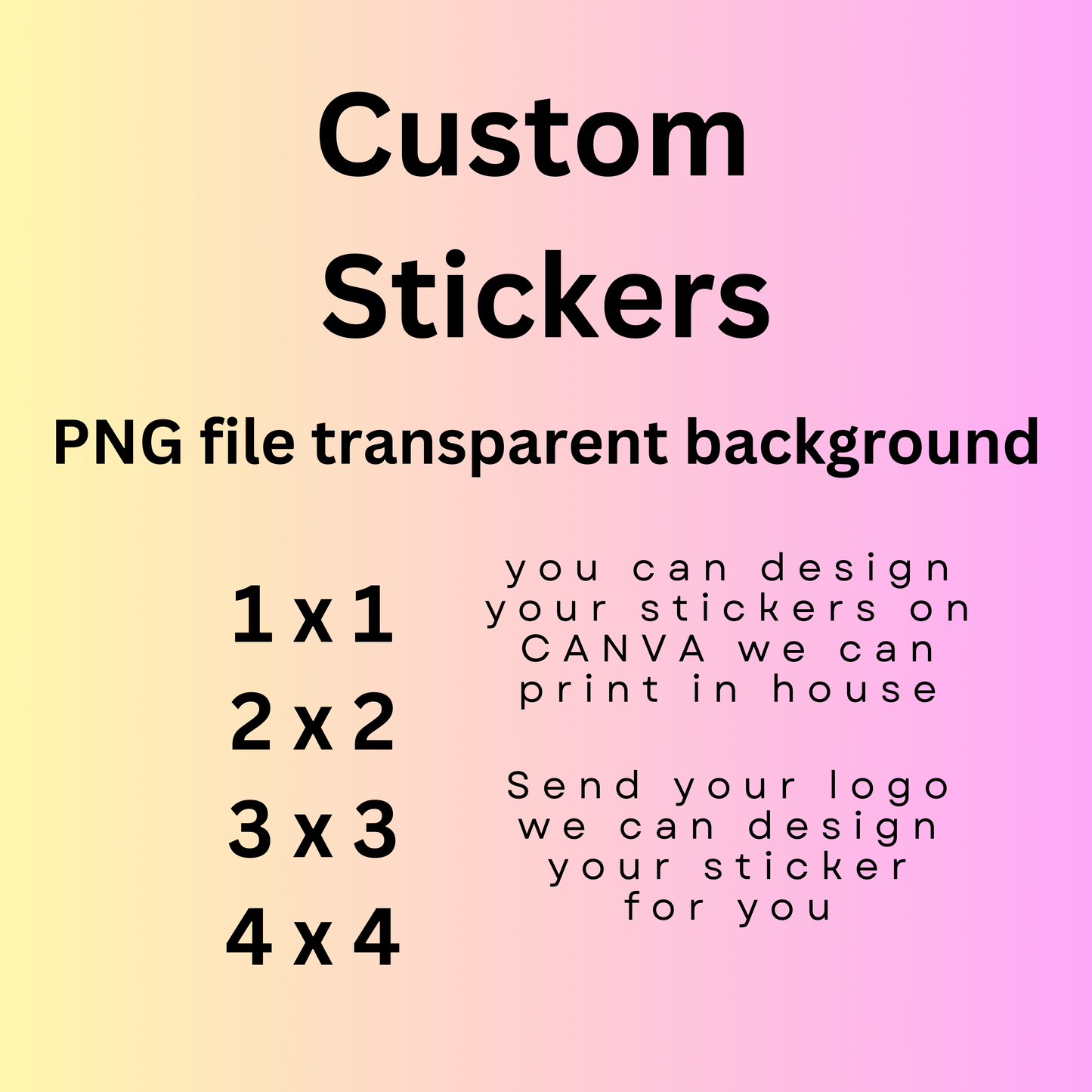 25 Custom logo Stickers Square,  1.5 x 1.5" 2x2, 3 x 3, 4 x 4" (Read description)